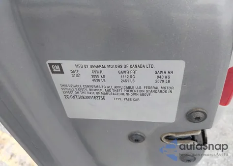 2008 Chevrolet Impala Lt из США, поврежденный, VIN 2G1WT58K389152756